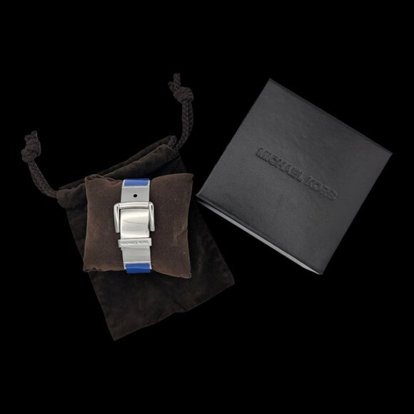 Michael Kors Epoxy Buckle Bangle Blue/Silver MKJ2875 - Picture 6 of 6